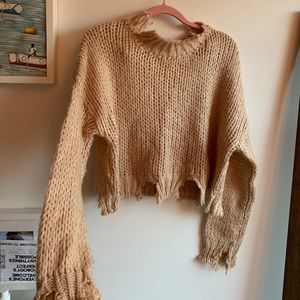 Tan forever 21 distressed sweater size small